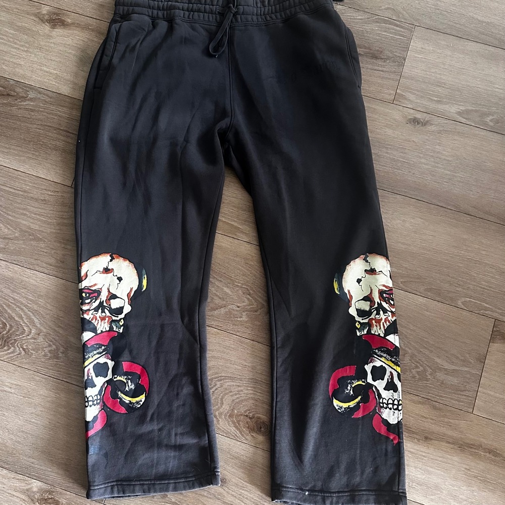 Ed Hardy Mens Skull Snake Graphic Sweatpants Sunfade Grey XL Grunge NWT